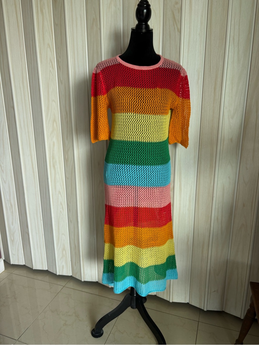 Pitusa; Rainbow Knit Midi Dress - Multi
